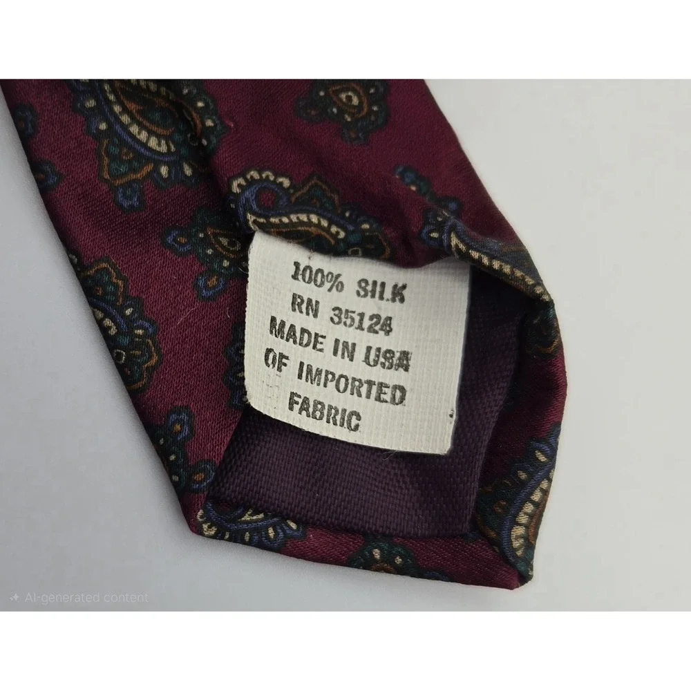 Vintage Paisley Silk Neck Tie Mens Burgundy‎ Classic Boutique Dress Tie